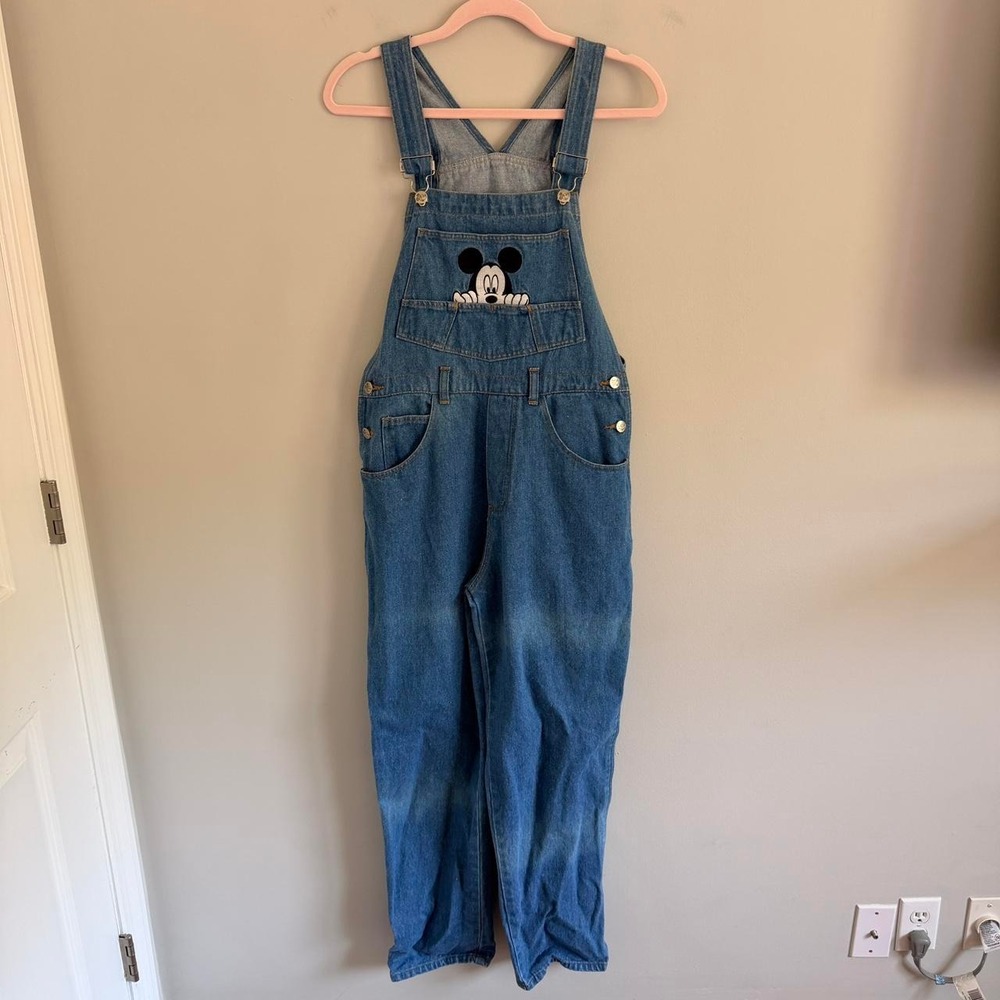 VINTAGE MEDIUM WASH MICKEY MOUSE OVERALLS - Picture 2 of 7